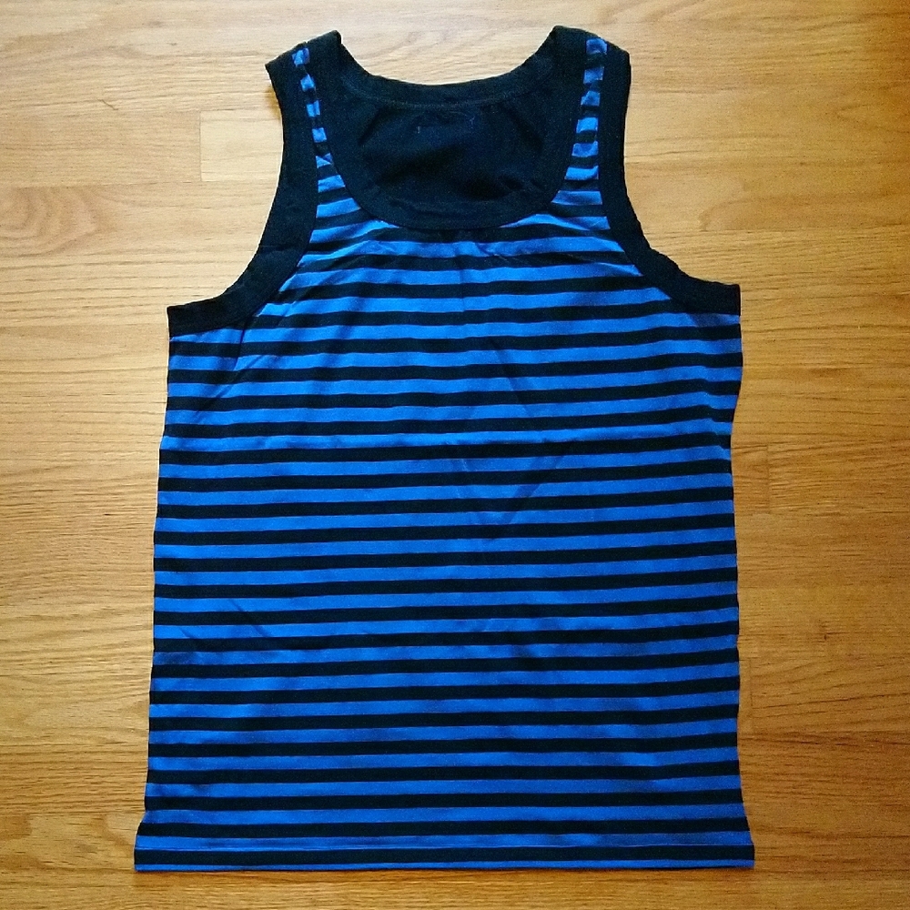 Modus Vivendi Men's Black and Purple Striped Tank Top